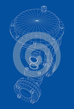 Valve with automatic electro-actuated. Vector