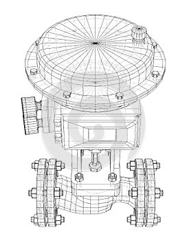 Valve with automatic electro-actuated. Vector
