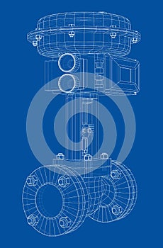 Valve with automatic electro-actuated. Vector