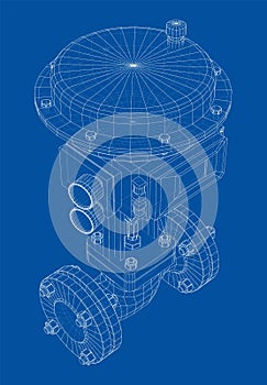 Valve with automatic electro-actuated. Vector