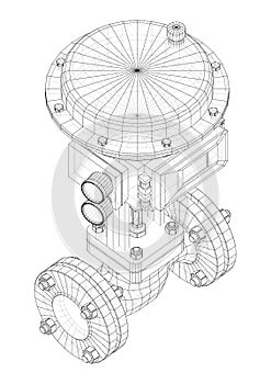 Valve with automatic electro-actuated. Vector