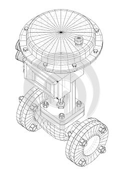 Valve with automatic electro-actuated. Vector