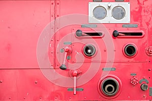 Valve control on fire engine truck look like human face