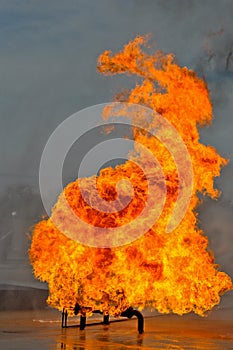 Valve on Fire with high flames