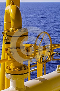 Valve manual operate in oil and gas platform.Production process