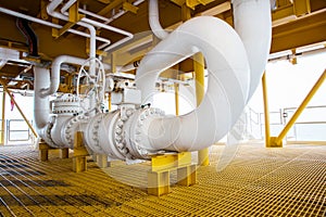 Valve and pipe line in oil and gas platform offshore