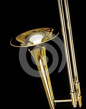 VALVE TROMBONE AGAINST BLACK BACKGROUND