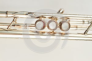 Valve of trumpet close up.