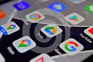 Close-up view of Google Drive app on an Android smartphone, including other icons