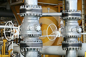 Valves manual in the process. Production process used manual valve to control the system, duplex valve or stainless steel valve