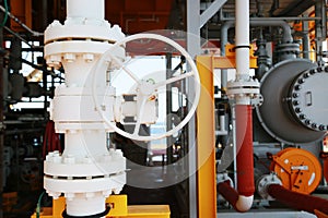Valves manual in the production process. Production process used manual valve to control the system, Operator open and close