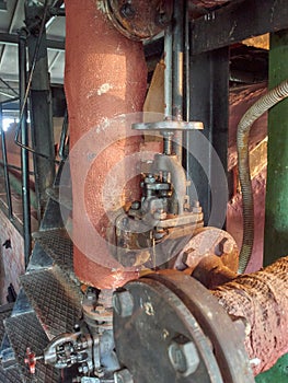 Valves of the operating steam boiler in the boiler house