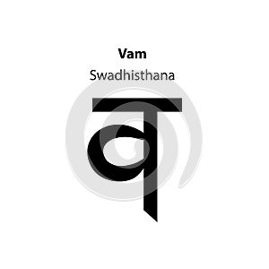 Vam yoga symbols. Hindi literature and scriptures. Solid character illustration of Hinduism and Buddhism.