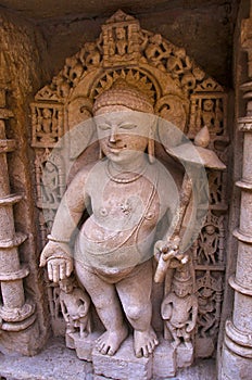 Vamana Sculpture, Inner wall of Rani ki vav, an intricately constructed stepwell on the banks of Saraswati River. Patan, Gujarat, photo