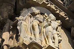 VAMANA TEMPLE, Wall sculptures - Closeup, Eastern Group, Khajuraho, Madhya Pradesh, UNESCO World Heritage Site photo