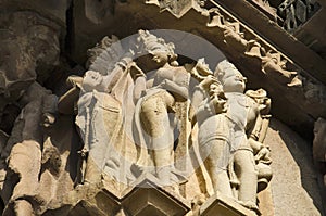 VAMANA TEMPLE, Wall sculptures - Closeup, Eastern Group, Khajuraho, Madhya Pradesh, UNESCO World Heritage Site