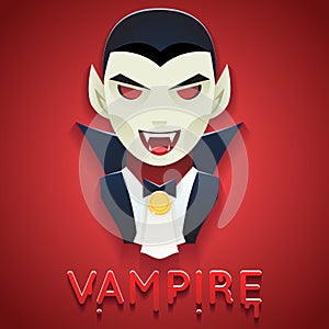 Vampire Avatar Role Character Bust Icon Halloween Party Stylish Background Greeting Card Template Vector Illustration