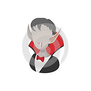 Vampire costume icon, cartoon style