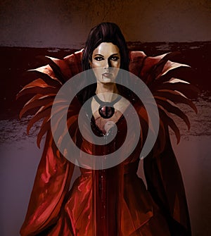 Mythological vampire countess Bathory portrait artwork. photo