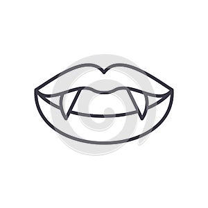 Vampire fangs black icon concept. Vampire fangs flat vector symbol, sign, illustration.