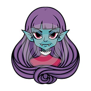 Vampire girl portrait. Halloween illustration for posters and stickers .