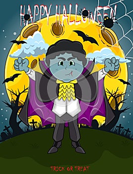 Vampire For Happy Halloween with background