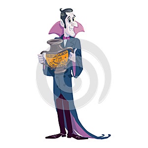 Vampire with  holding an old Greek vase