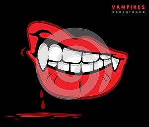 Vampire lips with fangs