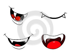 Vampire mouth fang smile set  isolated on white background