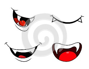 Vampire mouth fang smile set  isolated on white background photo
