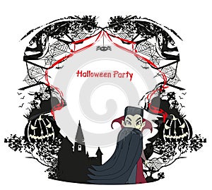 Vampire Night Halloween Card, decorative frame photo