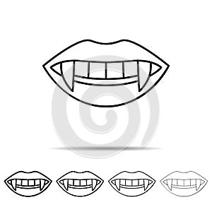 Vampire's teeth different shapes icon. Simple thin line, outline  of halloween icons for ui and ux, website or mobile