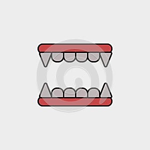 Vampire's teeth outline colored icon