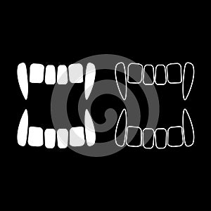 Vampire`s teeths icon set white color illustration flat style si