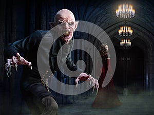 Vampire scene 3D illustration