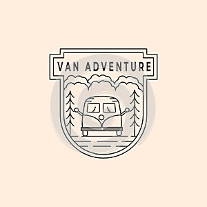 van adventure line art logo vector symbol illustration design