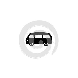 Van black silhouette. Minibus vector line icon isolated on white background.