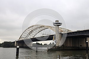 Van brienenoordbrug bridge over river Nieuwe Maas in highway A16 in Rotterdam