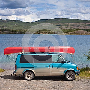 Van with Canoe