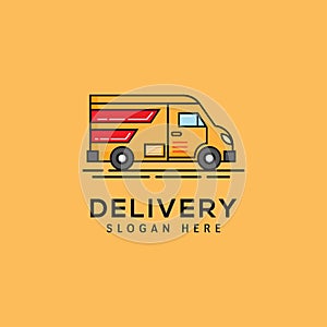 Van car delivery flat style logo design template modern