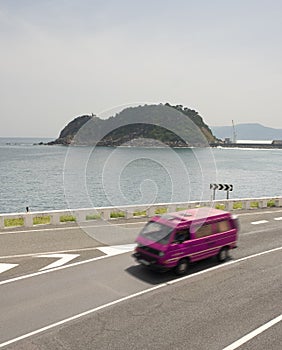 Van on the coast road of Gipuzkoa, Euskadi photo