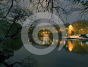 Van Cortlandt Park at night in winter