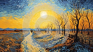 Van Gogh\'s Expressive Sunset: Memories Of Brabant