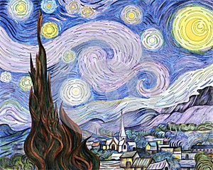 Van Gogh`s The Starry Night adult coloring page