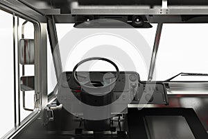 Van interior steering, close view