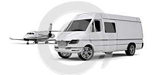 Van limousine with private jet