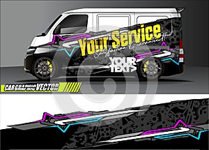 Van livery graphic vector. abstract grunge background design for vehicle vinyl wrap and car branding