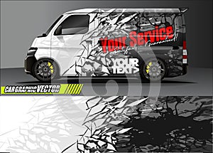 Van livery graphic vector. abstract grunge background design for vehicle vinyl wrap and car branding