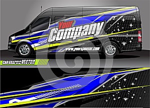 Van livery graphic vector. abstract grunge background design for vehicle vinyl wrap and car branding