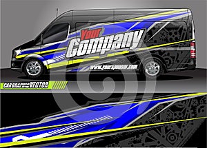 Van livery graphic vector. abstract grunge background design for vehicle vinyl wrap and car branding